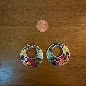 Brighton Multicolor Floral Hoop Earrings